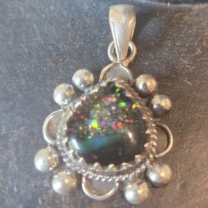 Beautiful Handmade Aurora Opal 925 Sterling Silver Teardrop Pendant